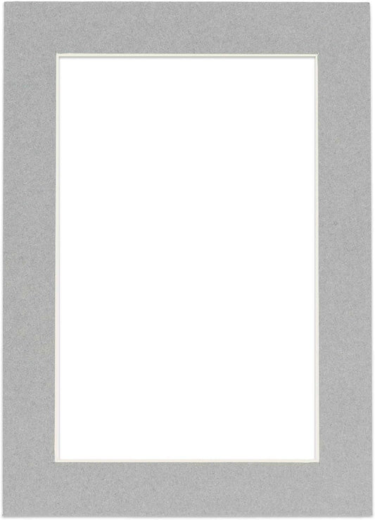 Poster Palooza 8.5x11 Mat Bevel Cut for 7x9 Photos - Acid Free Mid Grey Precut Matboard With Backing Board and Crystal Clear, Self Seal Photo Mat Bag - For Pictures, Photos, Framing - 4-ply Thickness
