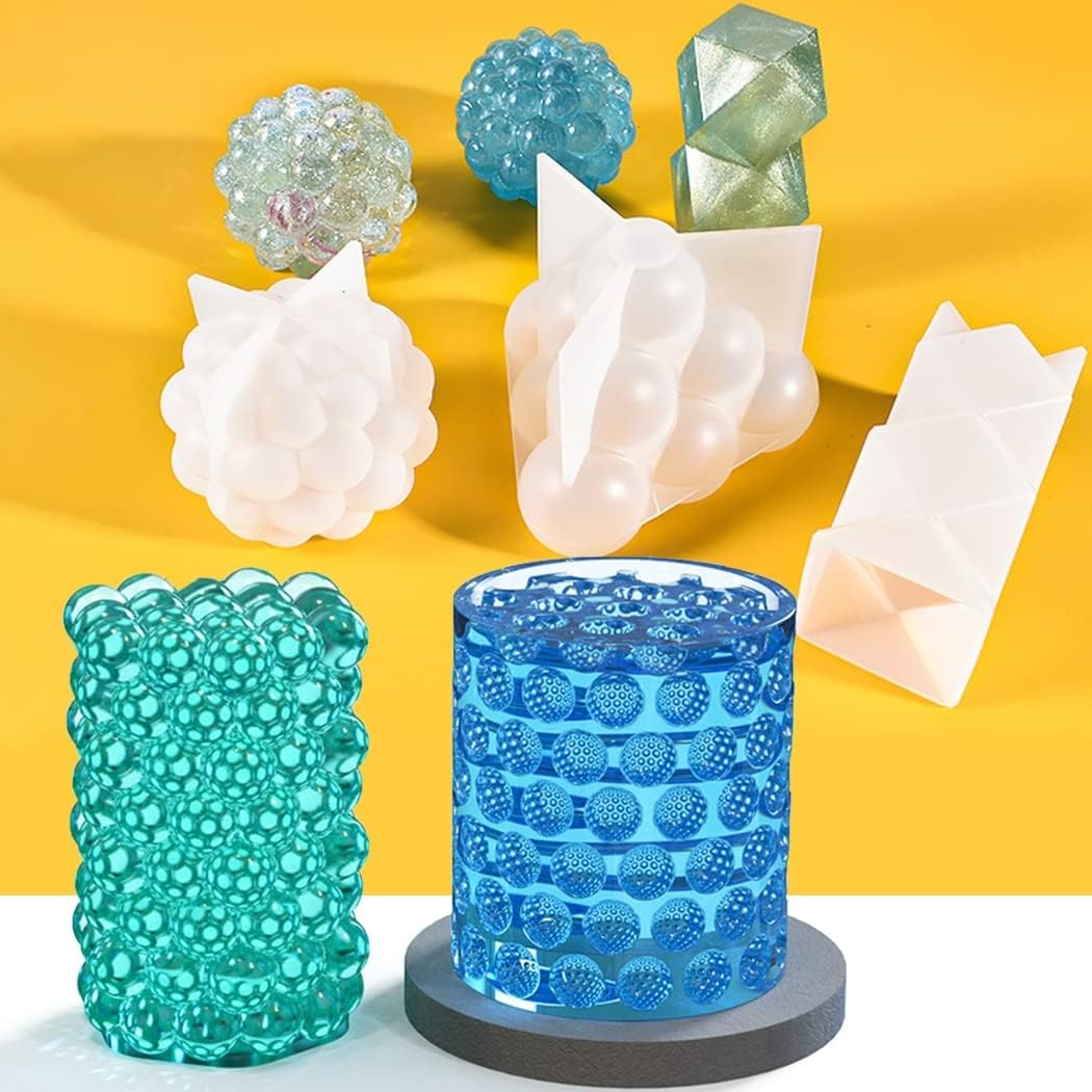 10 Pcs Geometric Candle Mold, Unique Candle Molds for Candle Making, Epoxy Mold for DIY Desk Decor, Home Table Romantic Decoration(White)