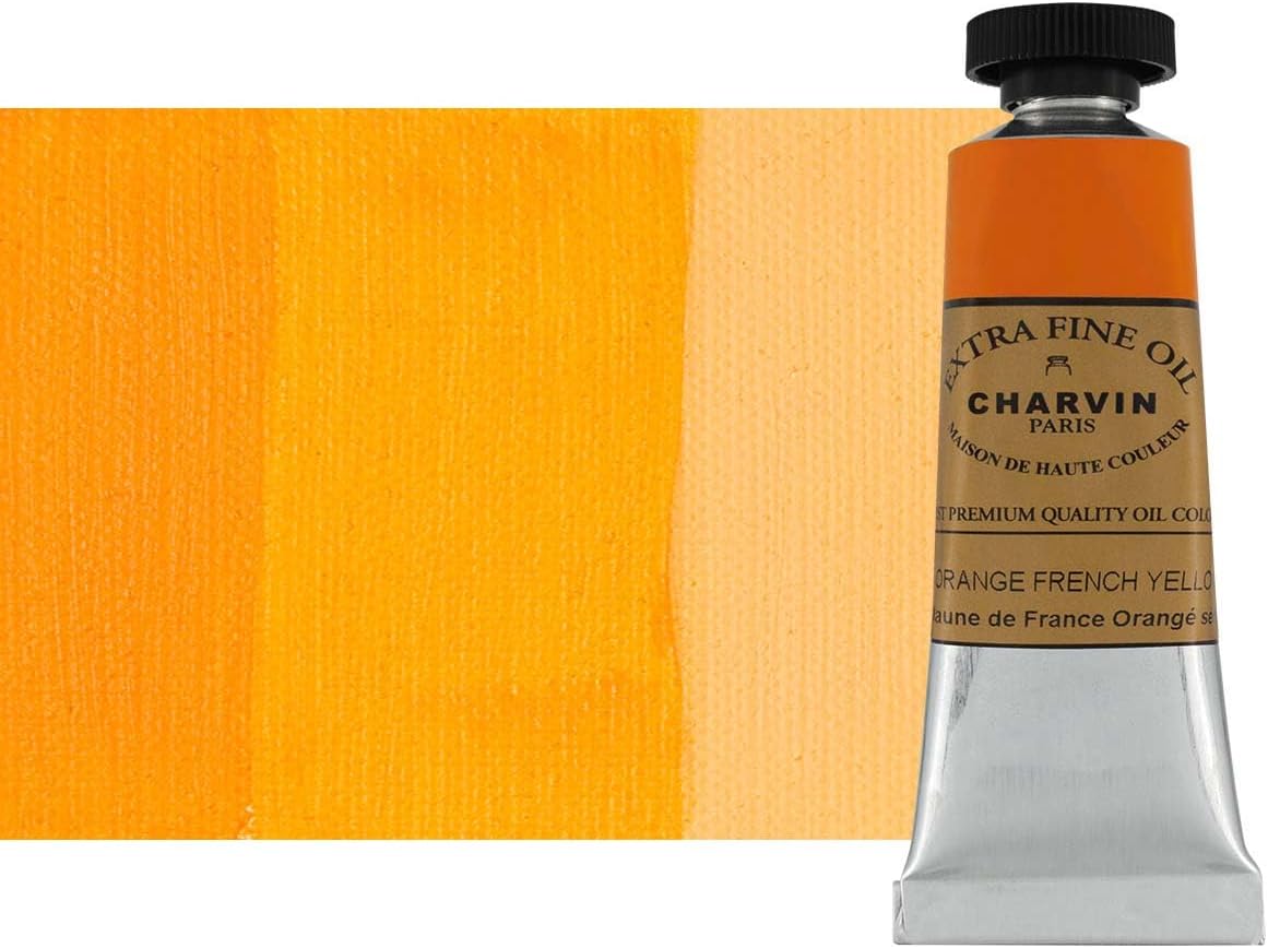 Charvin Extra Fine Oil Paint, French Yellow Orange 20 ml - Triple-Milled, Rich Texture, Poppy Oil-Based, Light-Fast, Handmade, Archival Quality