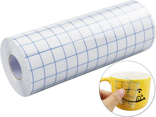 Clear Transfer Tape for Vinyl - 6" x 50 FT with Blue Alignment Grid Medium Tack for Adhesive Vinyl, Application Transfer Contact Paper Tape Roll for Silhouette Cameo Decals Stickers Window Signs