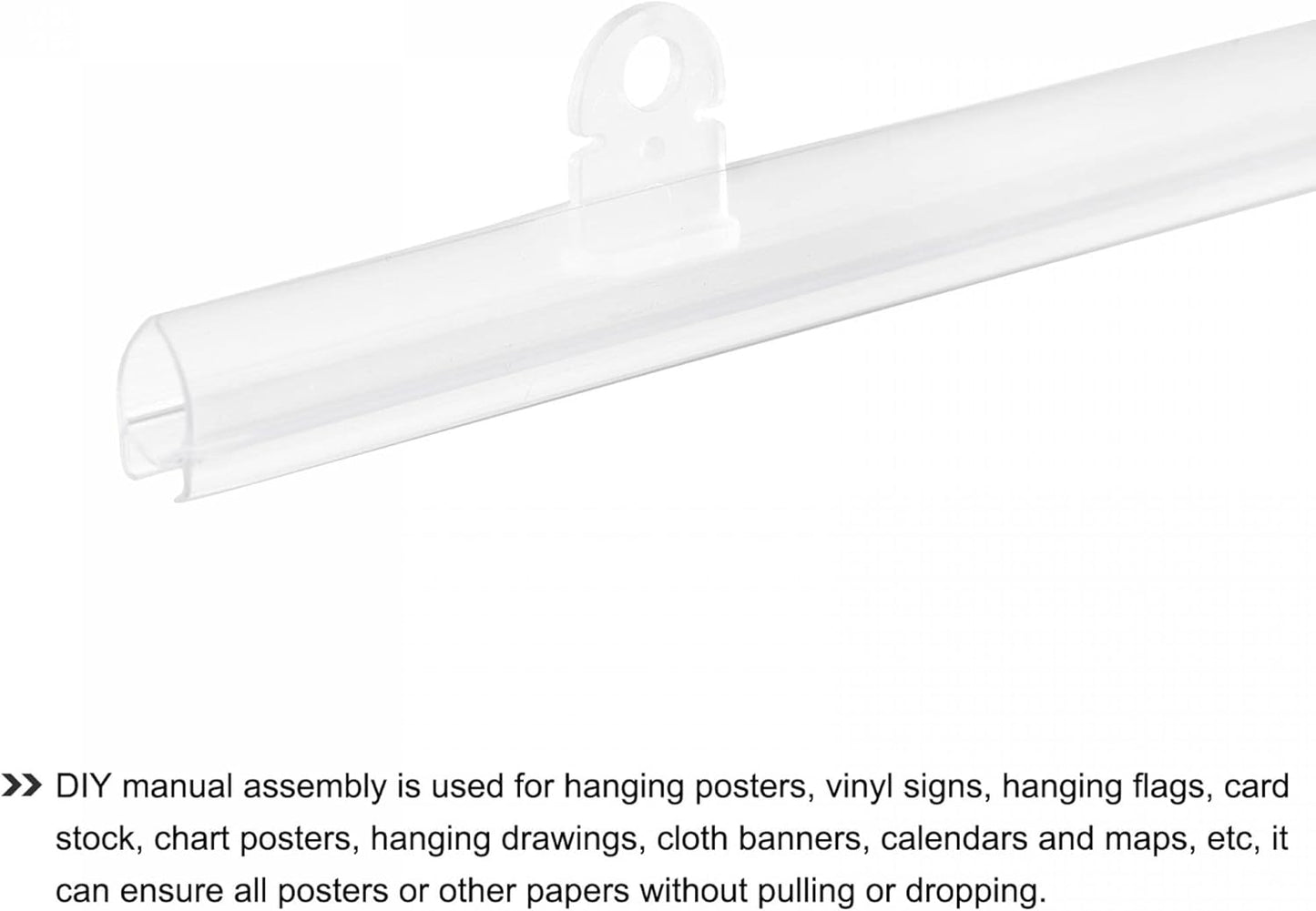 MECCANIXITY PVC Poster Hanger Rail Poster Strip Bar 80cm/31inch Clear with Clips for Poster, Map, 4 Set