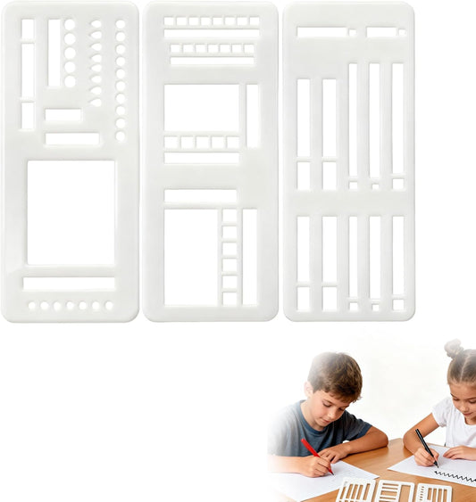3 Pcs Journal Stencil Set – Reusable Flexible Templates for Dotted Journals & Planners, Drawing & Lettering Aids for DIY Checklists, Calendars, Scrapbooking & Daily Tracking (C)