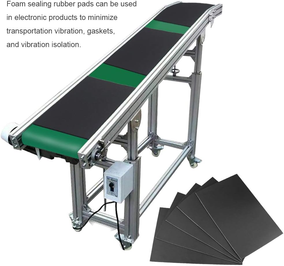 Foam Sheets with Adhesive Backing Foam Padding Neoprene Rubber Mat Closed Cell Sheet Anti-Slip Insulation Rubber Anti Vibration Square Pad (12" x 8" x 1/8", 5 Pcs)