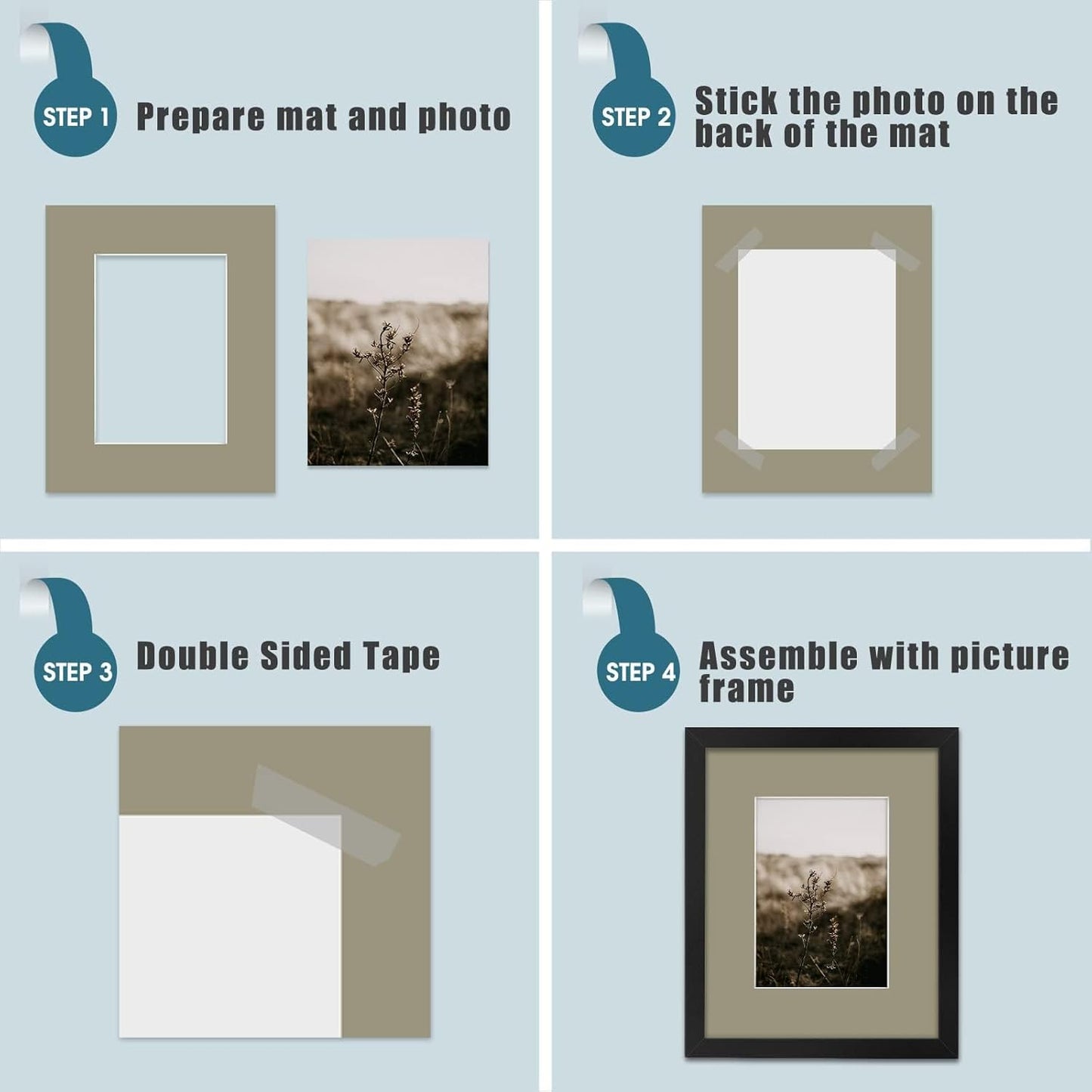 Mat Board Center, Pack of 20, Mixed Colors 8x10 Picture Mats Matting with White Core Bevel Cut for 5x7 Pictures