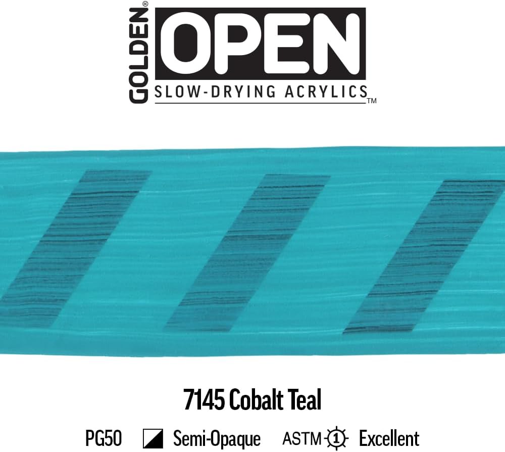 OPEN Slow-Drying Acrylics by GOLDEN, Cobalt Teal, 5 fl oz. tube, Professional Acrylic Paint, Semi-Opaque