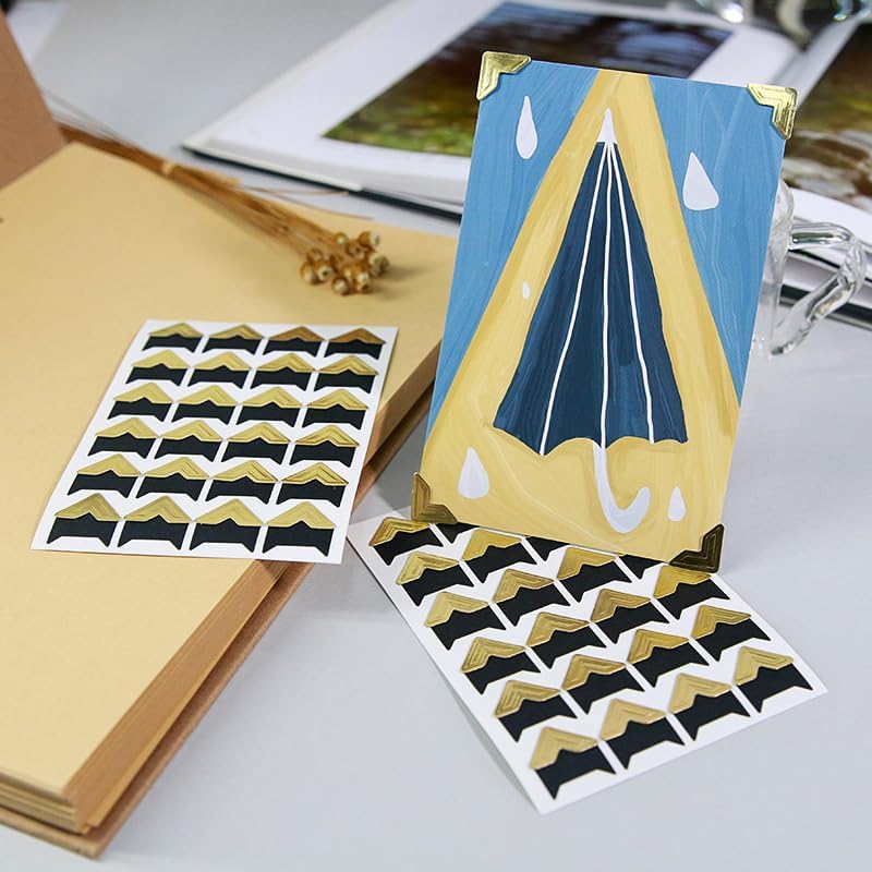 360 Count Self-Adhesive Acid Free Photo Corners for Scrapbooks Memory Books (Gold)
