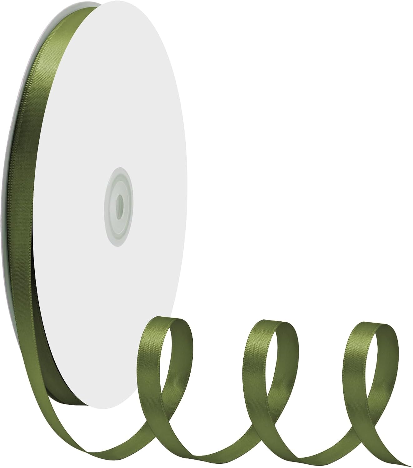 3/8" X 100 Yards Moss Satin Thin Ribbon Solid Color Double Faced Ribbons Perfect for Crafts Wedding Decor Bow Making Arts Sewing and More