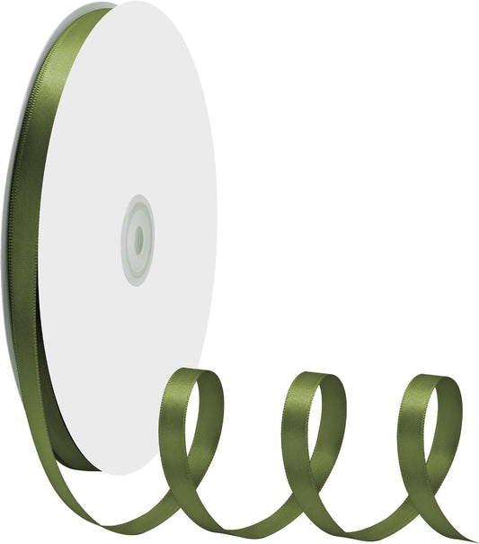 3/8" X 100 Yards Moss Satin Thin Ribbon Solid Color Double Faced Ribbons Perfect for Crafts Wedding Decor Bow Making Arts Sewing and More