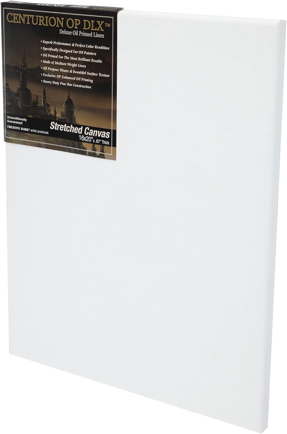 Centurion Deluxe Professional Oil Primed Linen Stretched Canvas, 11oz Linen, 16x20 - Box of 6, 0.67" Deep Canvases, Kiln-Dried Stretchers, Back Stapled, Premium Medium Weight Canvas for Oil Paintings