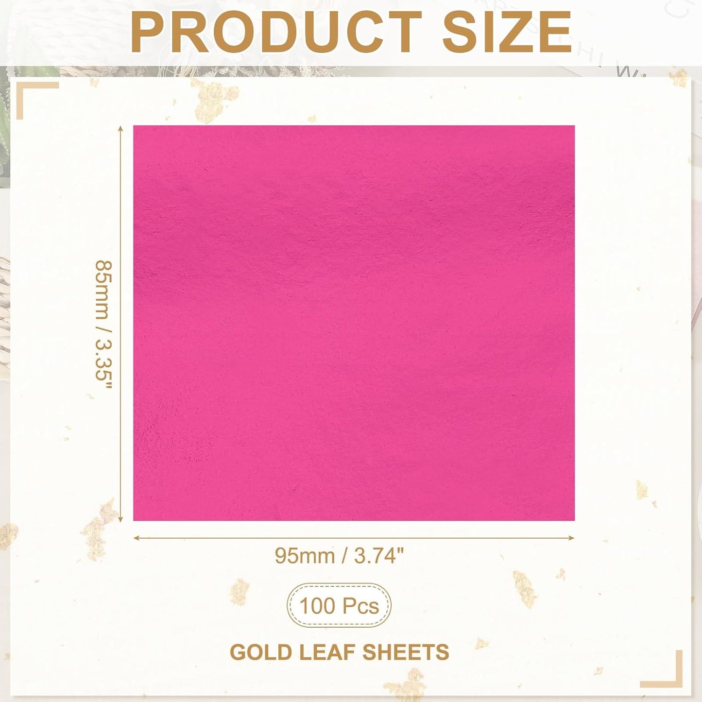 PATIKIL Gold Leaf Sheets for Art 3.7" x 3.4", 100 Pcs Gold Foil Sheet Metallic Leaf Papers for DIY Crafts Resin Furniture Nails Paintings Home Decoration, Rose Red