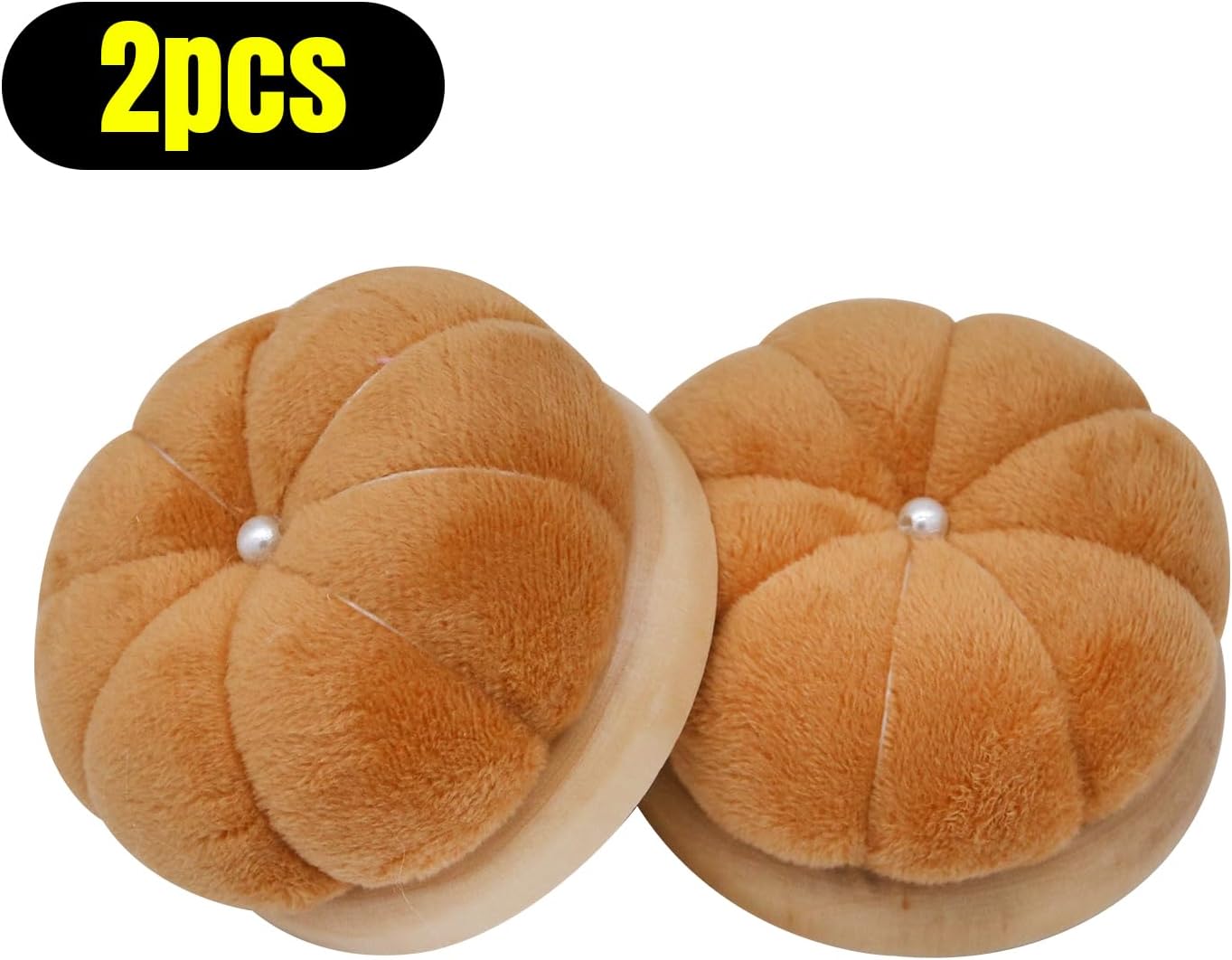 Uxney Pin Cushion,Wooden Sewing Pin Cushion Pincushion Needle Cushion for Sewing Quilting Needlework DIY Crafts(Brown,2 PCS)