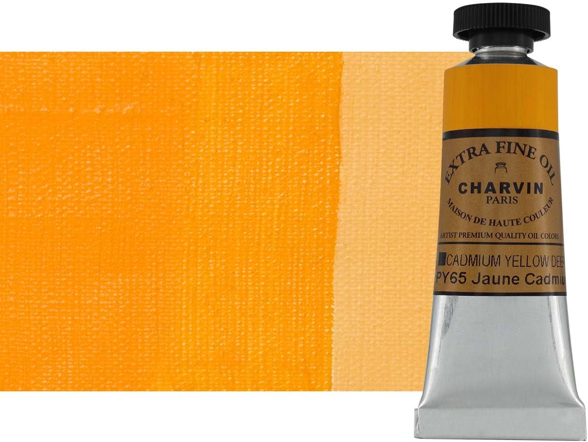 Charvin Extra Fine Oil Paint, Cadmium Yellow Deep 20 mL - Triple-Milled, Rich Texture, Poppy Oil-Based, Light-Fast, Handmade, Archival Quality
