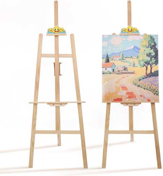 Wooden Easel Stand for Sign and Painting - Adjustable Artist Easel for Adults - Home & Wedding Display, Art Easel with Canvas Holder for Studio, Classroom