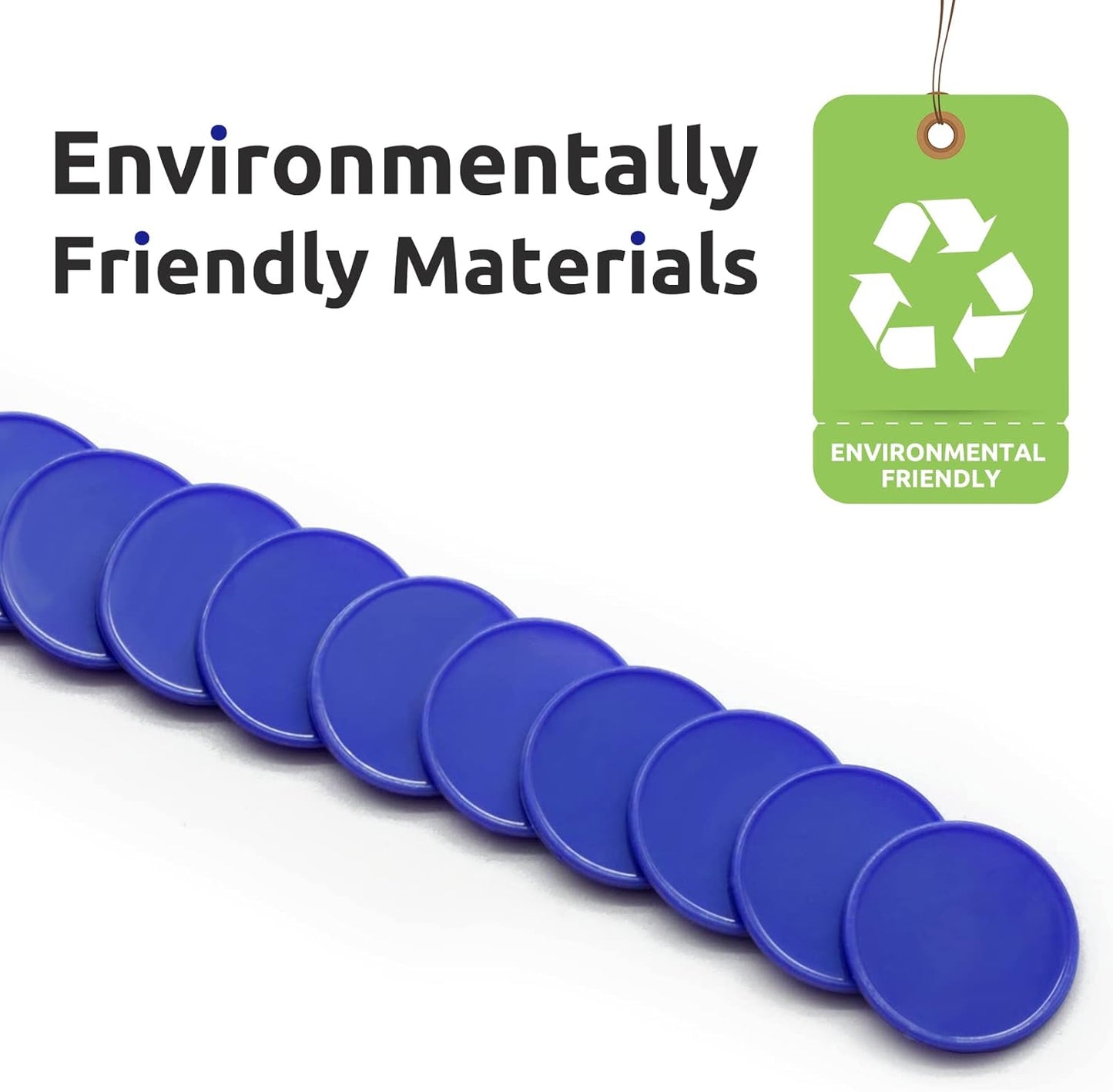 Set of 100 Opaque Plastic Learning Counters Mini Poker Chips Game Tokens with Storage Box (Blue, 1.58 Inch)