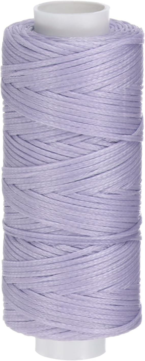 uxcell Leather Sewing Waxed Thread, 55 Yards / 50m 0.8mm 150D Flat Polyester All-Purpose Threads for Leather Crafts, Bookbinding, Lilac