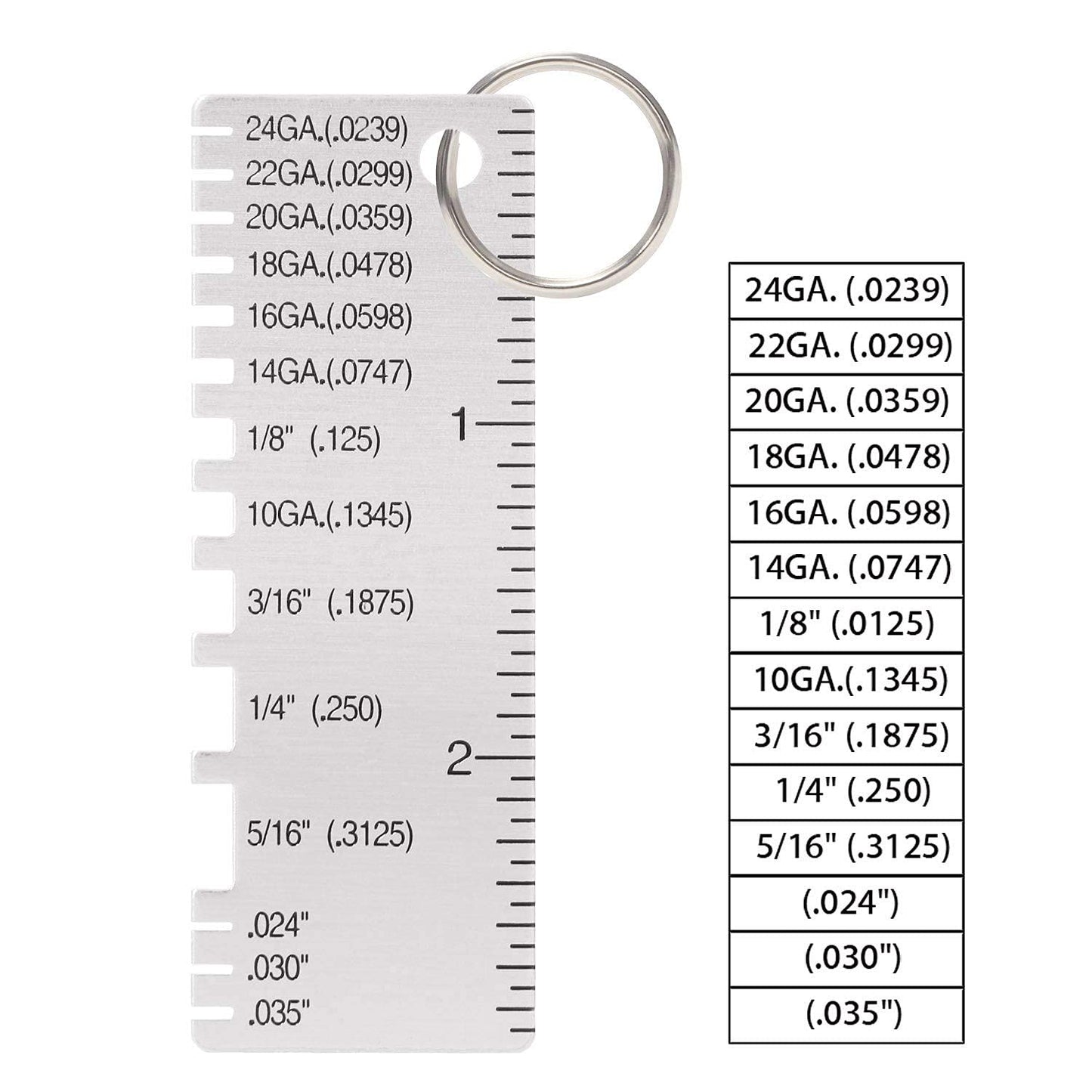 Wire/Metal Sheet Thickness Gauge Stainless Steel Welding Gage Plated Size Inspection Tool Wire Metal Sizes Thickness Gauge