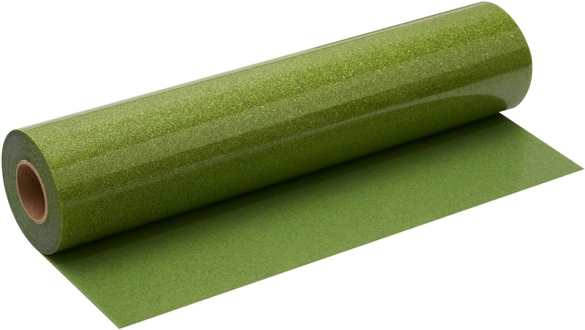 Lime Green Glitter HTV Roll -12" x10ft Iron on Heat Transfer Vinyl for DIY Shirts Gifts