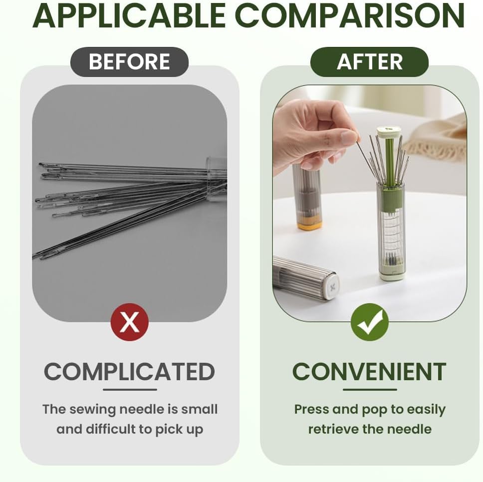 New Sewing Needle Case, Hand Sewing Needle Sewing Tool Set Threader Unthreader Tool, Upgrade Multi-Purpose Large-Eye Stitching Needle and Thread Kit for Leather (White)