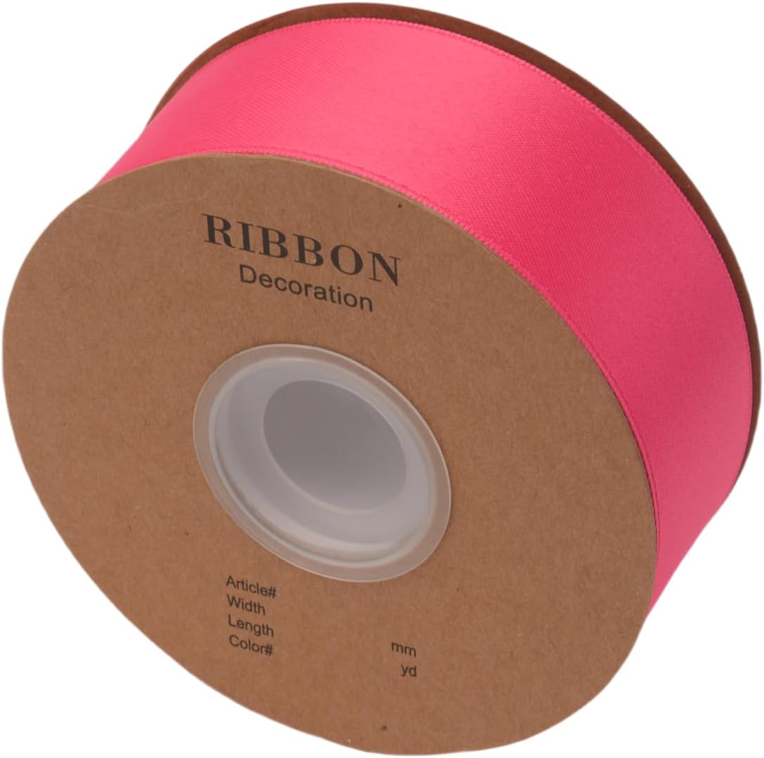 Double Side Satin Ribbon, Continuous 20 Yards,Use for Craft Bows Bouquet, Gift Wrapping, Wedding Decoration, Floral Arrangement (Dark Rose Red, 1-1/2 inch)