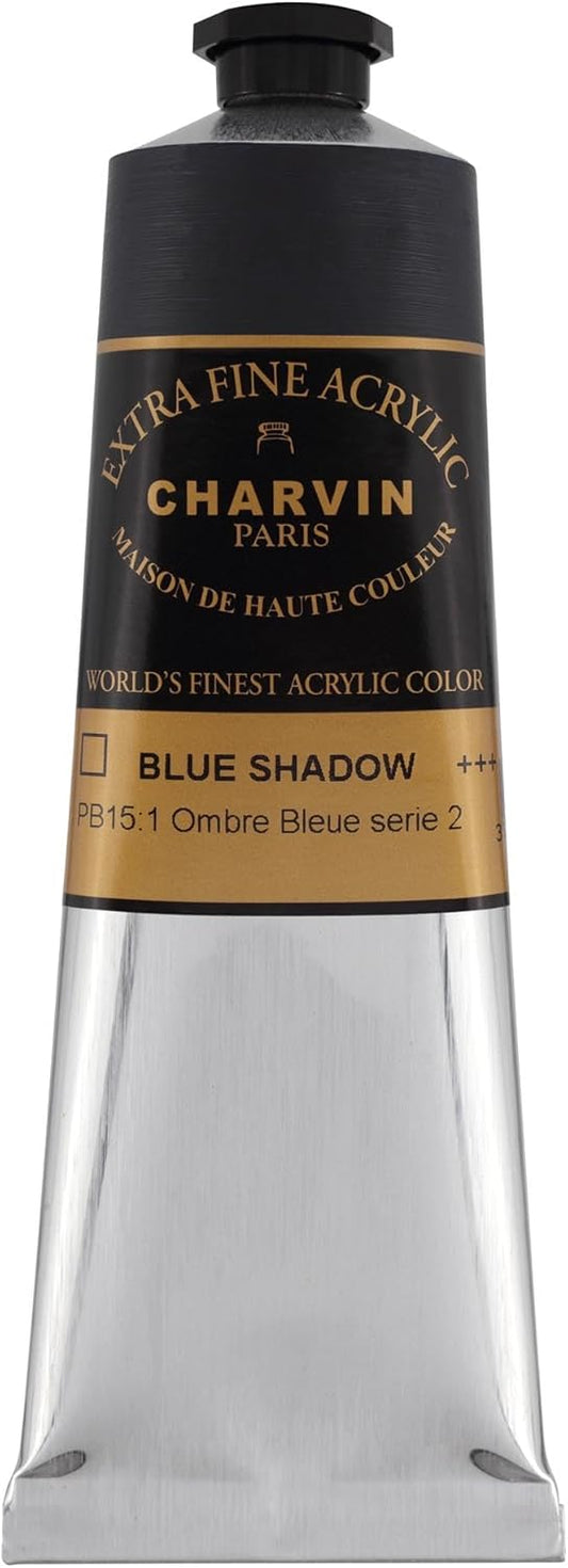 Charvin Extra Fine Professional Acrylic Paint - Blue Shadow, 150ml Tube, Triple-Milled, Lightfast Pigments, Open Stock Artist Acrylic Paints in Nature-Inspired Hues
