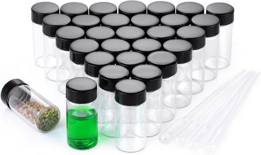 20ml Clear Small Glass Vials 30pcs with Screw Caps(30pcs)