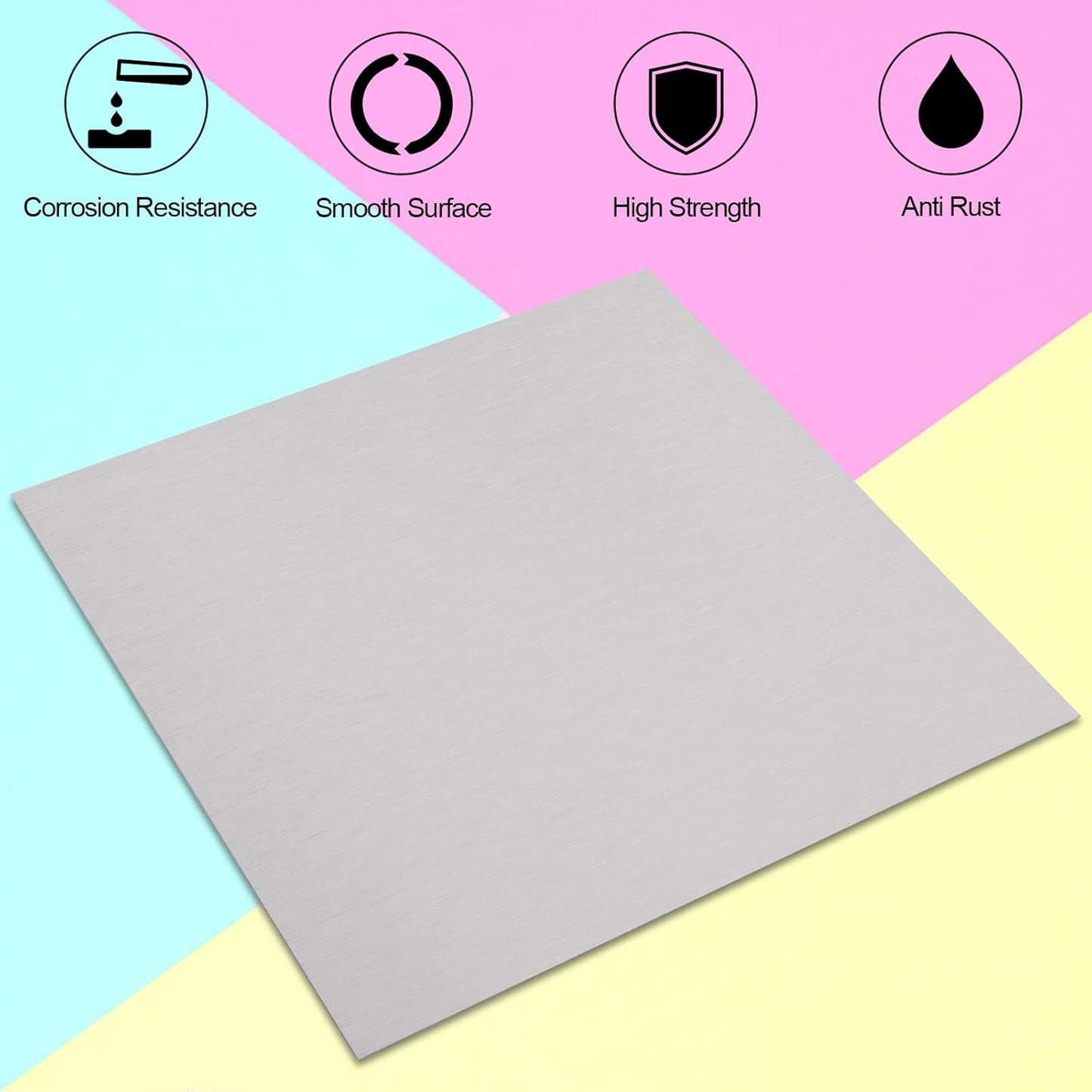 2Pcs 430 Stainless Steel Sheet Metal 8" x 8" x 1/32" Inch Metal Plates for Magnetic Mount Board Wall 20GA(0.80MM) 430 Stainless Steel Shim Stock Plates Metal Sheets for Crafting, Kitchen, Office