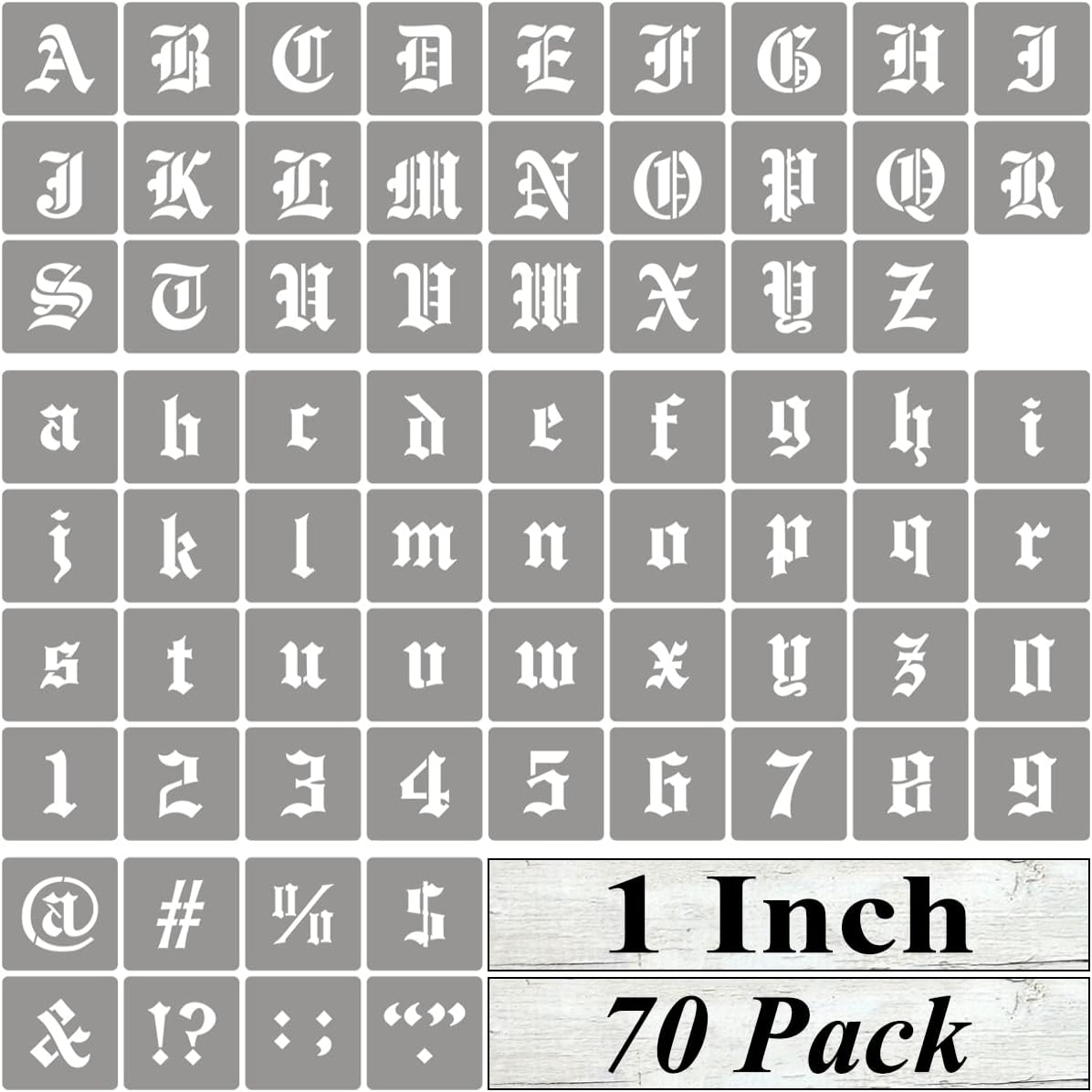1 Inch Alphabet Letter Stencils for Painting - 70 Pack Old English Letter Stencil Templates with Numbers and Signs for Painting on Wood, Reusable Letters Stencils for Chalkboard Wood Signs & Wall Art