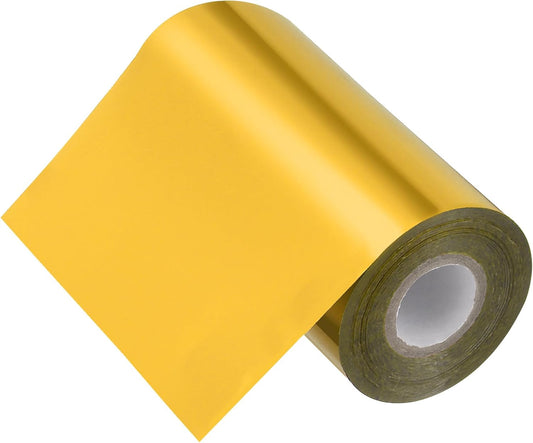 PATIKIL 5"x400Ft Hot Stamping Foil Paper, Heat Transfer Hot Stamping Paper Foil Roll for Leather DIY Logo Decor Craft Gift Package Scrapbook Card, Gold Tone