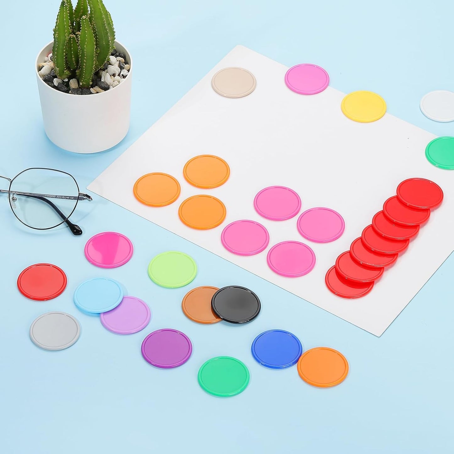uxcell Plastic Poker Chips, Learning Counters Counting Counters Disk Marker Opaque Game Token for Game Play Math Counting