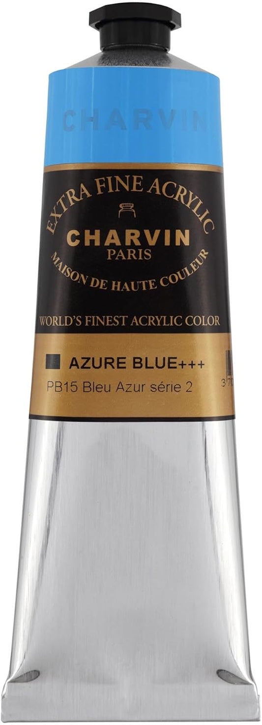 Charvin Extra Fine Professional Acrylic Paint - Azure Blue, 150ml Tube, Triple-Milled, Lightfast Pigments, Open Stock Artist Acrylic Paints in Nature-Inspired Hues