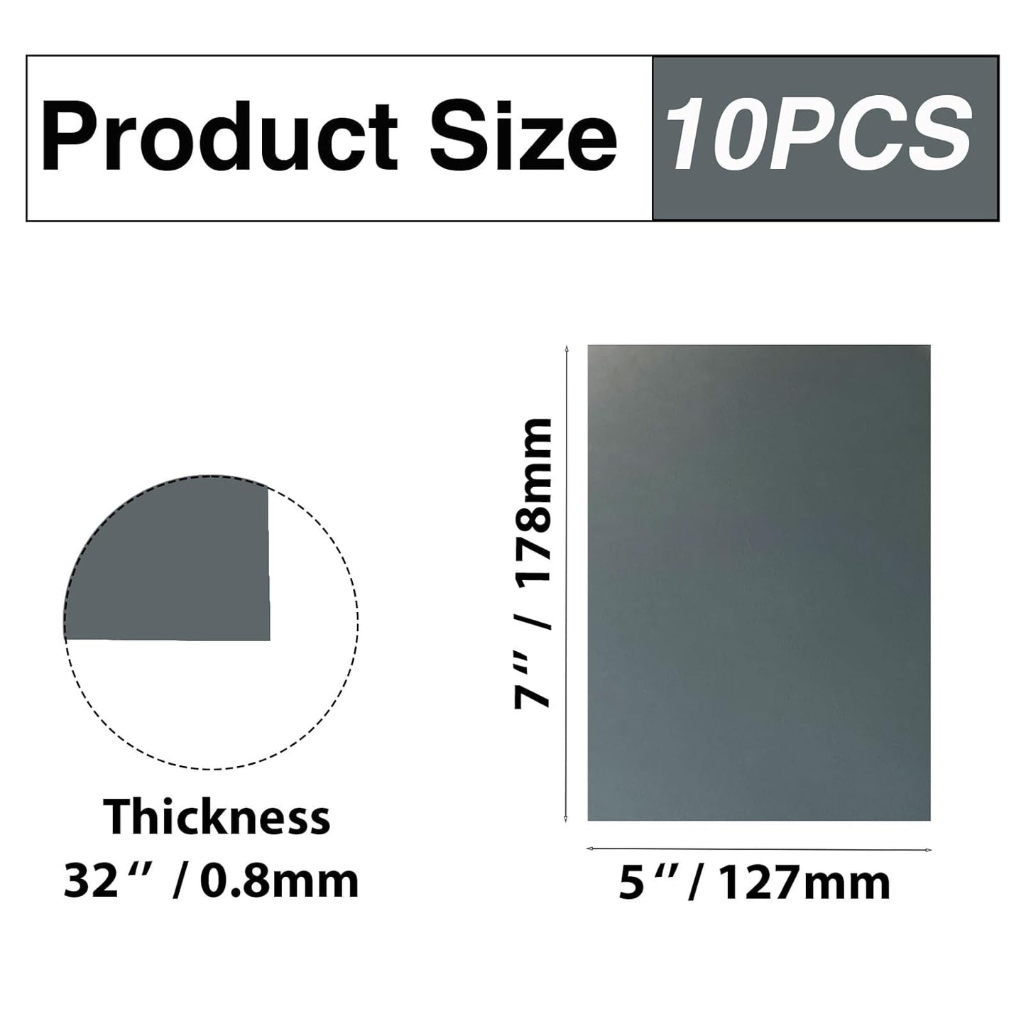 10Pcs Gray Anodized Aluminum Sheet 5" x 7" x 1/32" (0.8mm) Corrosion-Resistant Metal Plates for Laser Engraving, DIY Crafting, Sign Making, Home Decor