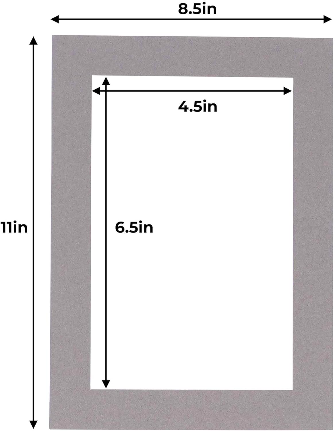 5x7 Mat for 8.5x11 Frame - Precut Mat Board Acid-Free Charcoal 5x7 Photo Matte Made to Fit a 8.5x11 Picture Frame, Premium Matboard for Family Photos, Show Kits, Art, Picture Framing, Pack of 25 Mats