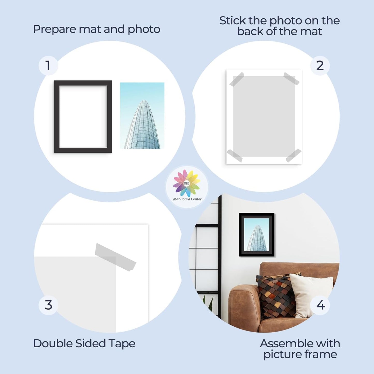 MBC MAT BOARD CENTER, 10 Pack 8x10 for 7x9 Black Picture Mats Frame Mattes, Bevel Cut, Acid Free, 4-ply Thickness