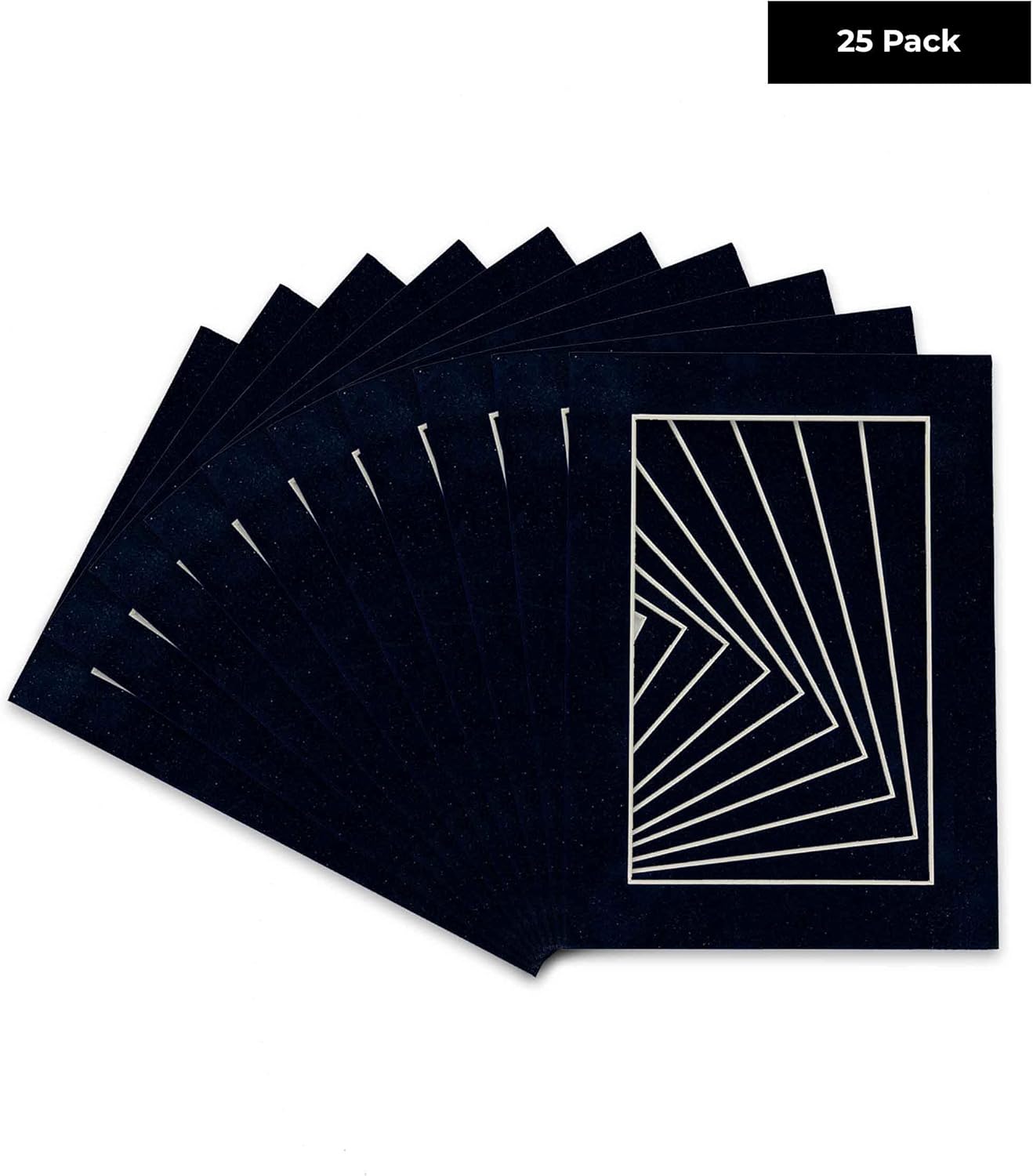 Pack of 25 Acid Free 8x10 Mats Bevel Cut for 5.5x8.5 Photos - Navy Suede Precut Matboards For Pictures, Photos, Framing - 4-ply Thickness