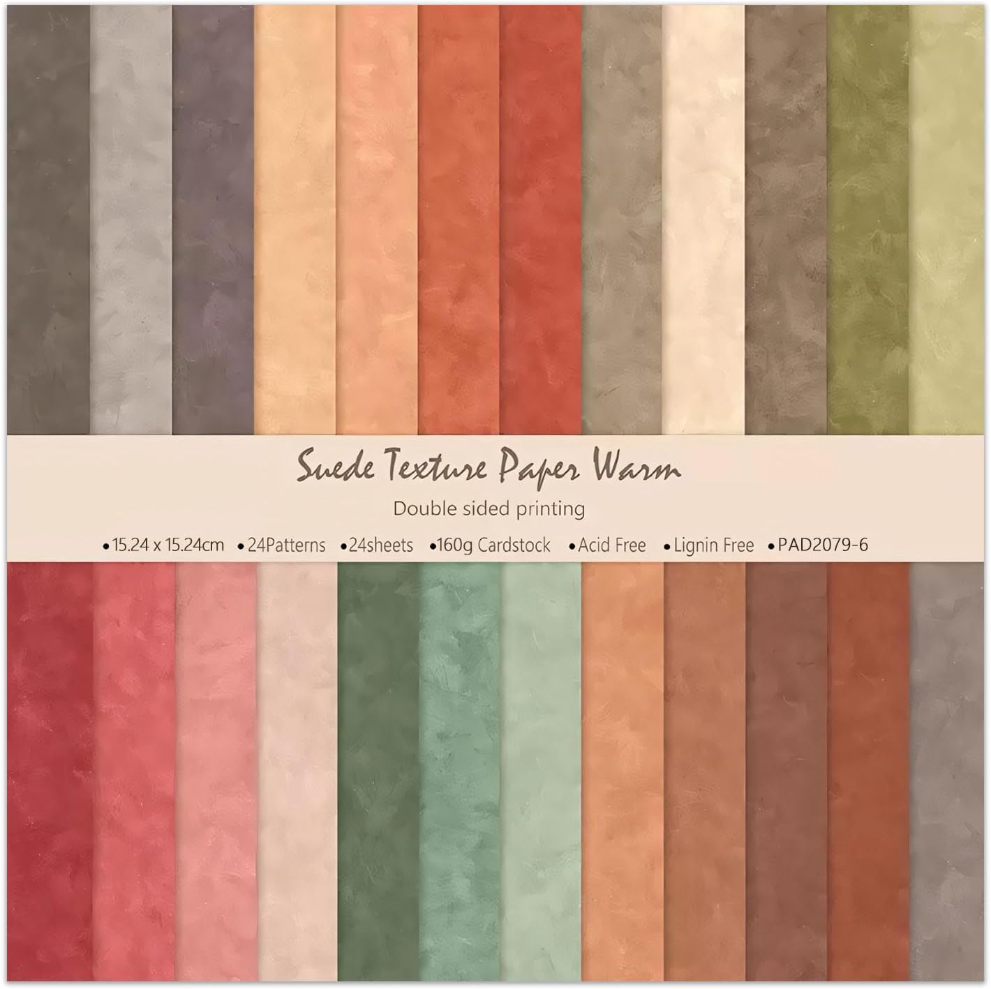 6x6 Inch Colorful Scrapbook Paper Pad- 24 Sheets Double Sided for Journaling DIY Cards Decor Gifts Crafts Wrapping Decorative Collage Folded Materials Photo Album