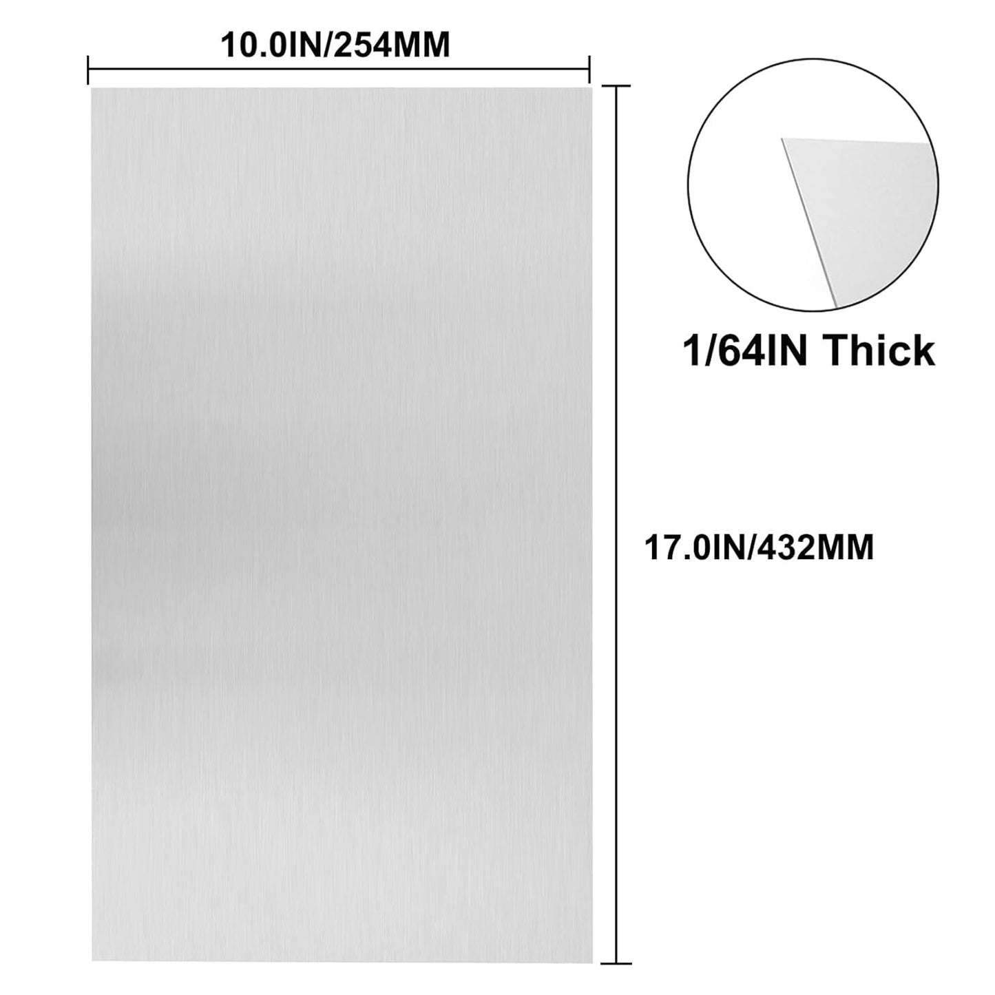 304 Stainless Steel Sheets Metal 10" x 17" x 1/64" (0.50MM) Inch 304 Stainless Steel Plates 24 Gauge Stainless Steel Shim Stock Plates Metal Sheets for Crafting, Stovetop, Snow Frosted Surface