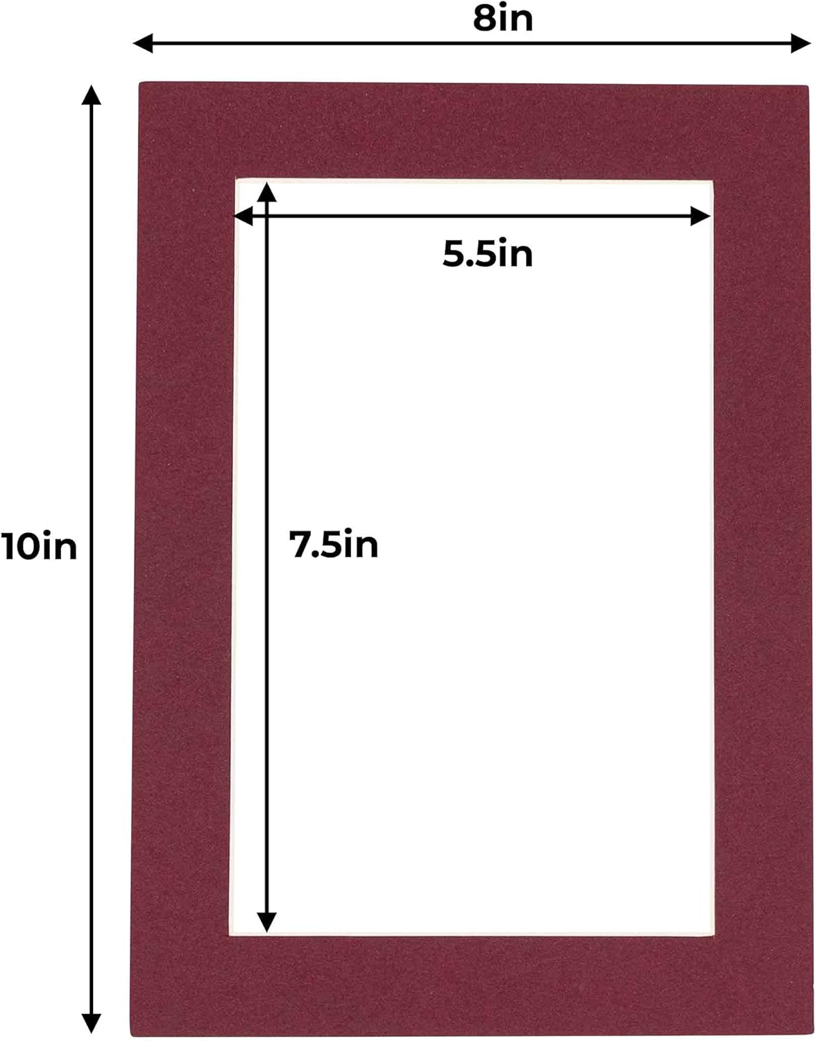 6x8 Mat for 8x10 Frame - Precut Mat Board Acid-Free Show Kit with Backing Board, and Clear Bags Maroon 6x8 Photo Matte Made to Fit a 8x10 Picture Frame Matboard for Framing, Pack of 10 Mats