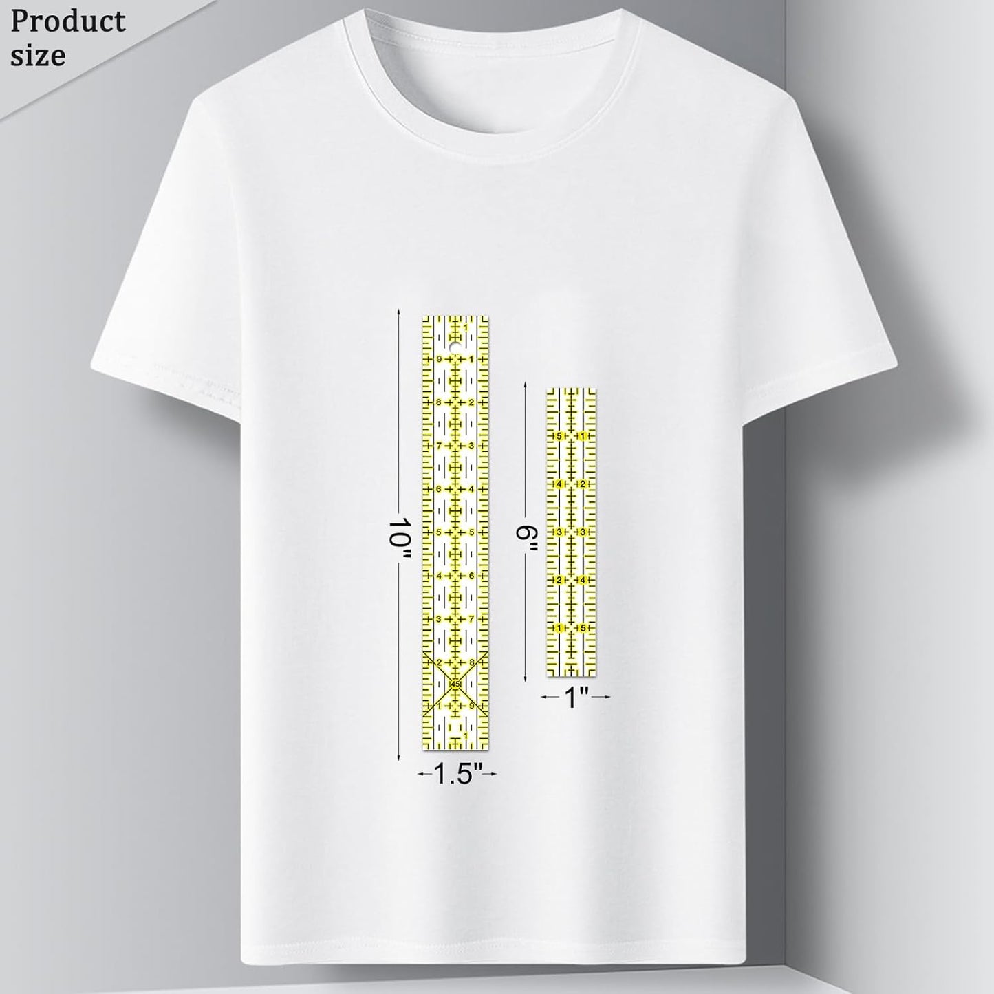 Quilting Rulers, Sewing Ruler, Acrylic Ruler for Sewing and Quilting,Cutting Ruler with Non-Slip Rings (3"x17",1.5"x17",3"x12",1.5"x10",1"x6") (Yellow)