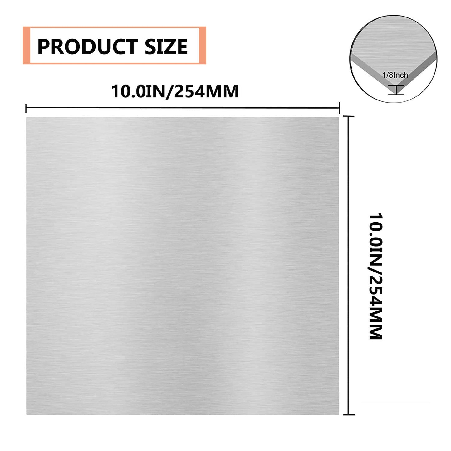 6061 T651 Aluminum Sheet Metal 10 x 10 x 1/8(0.125") Inch Flat Plain Aluminum Plate Covered with Protective Film, 3MM Heat Treatable Rectangle Aluminum Metal Plate for Crafting, Industrial