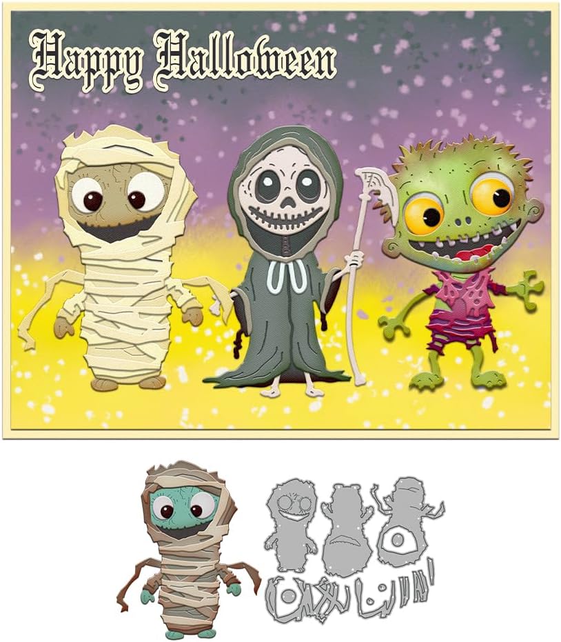 Halloween Clear Silicone stampReusable Stamp with Pumpkins, Skulls, Bats, Santa Claus, and Holiday Designs. Used for Making Cards, scrapbooks, and DIY templates (Halloween Mummy)