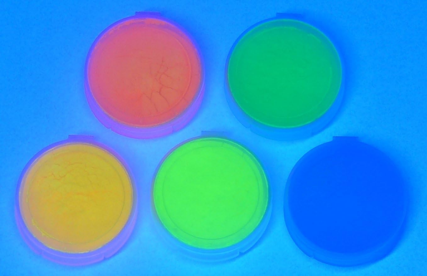 Fluorescent 5 Color Pack Glow in The Dark Pigment Powder - 12g Each, 60g Total…