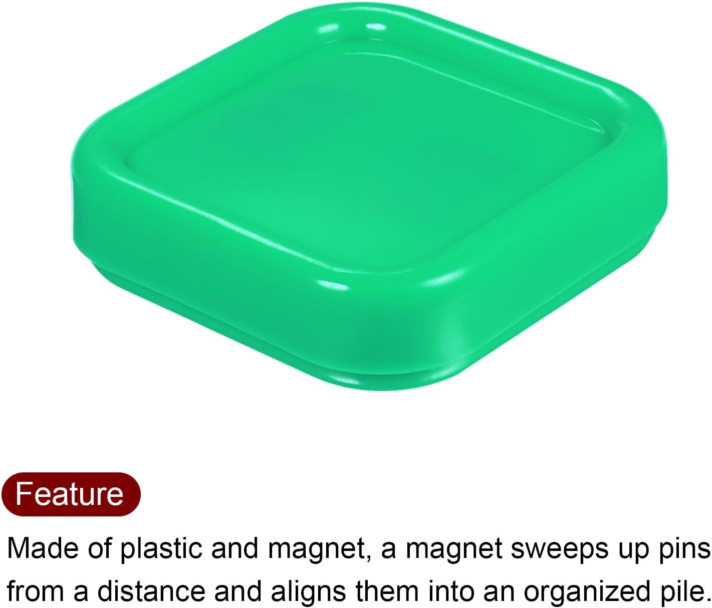 HARFINGTON Magnetic Pin Cushion Square Plastic Magnetic Sewing Pin Holder Storage Case Needle Cushion Tool for Sewing Projects, Green