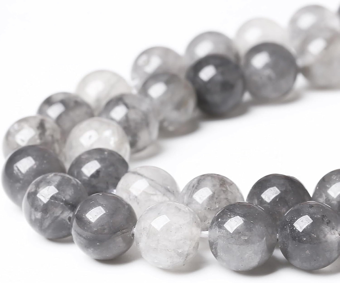 32pcs 12mm Natural Grey Cloud Crystal Stone Beads for Jewelry Making Energy Healing Power Stone Beads DIY Bracelet Necklace Accessories 15" (12mm, Grey Cloud Crystal)