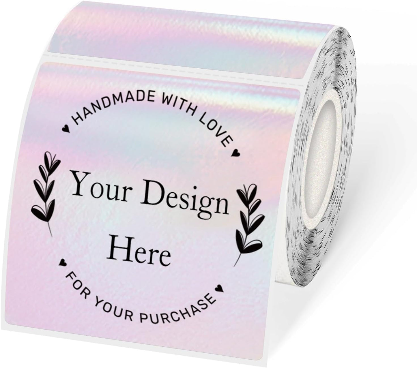 Transparent Square Thermal Label Stickers 3" x 3", Clear Direct Thermal Stickers Labels, Self-Adhesive Thermals Label for Small Business-Transparent Pink