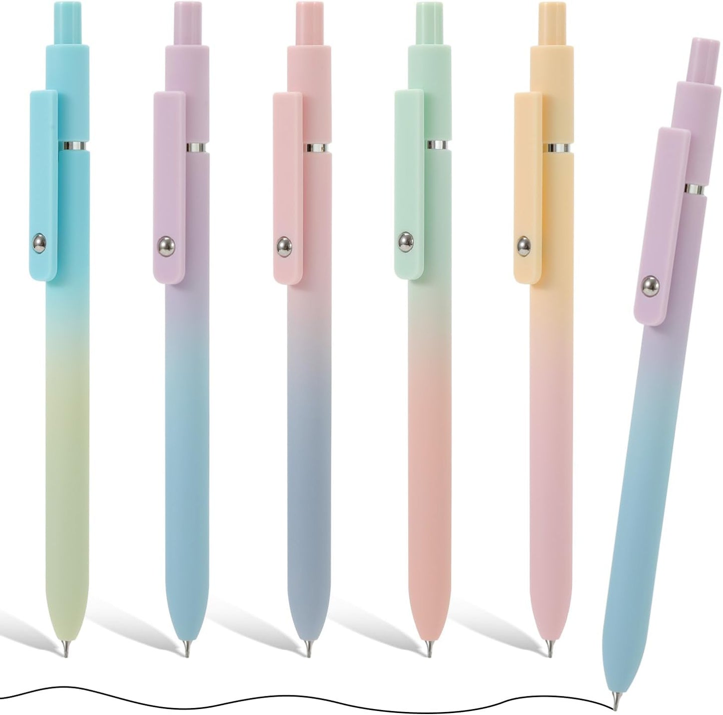 Gel Pens, 5Pcs Smooth Writing Medium Point 0.7mm Pens for Journaling, Black Ink Cute Stationary Office Desk Accessories, Aesthetic School Office Supplies for Women (5Pcs Gradient-Black Ink)