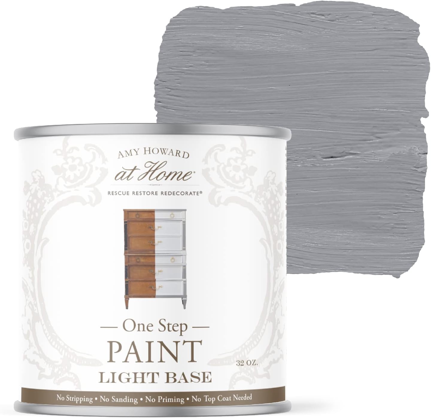 AMY HOWARD AT HOME Chalk-Based One Step Paint for Furniture, Cabinetry, Decor, Finish, and More | No Stripping, Sanding, or Priming | Light Base | 32 Ounce | Atelier