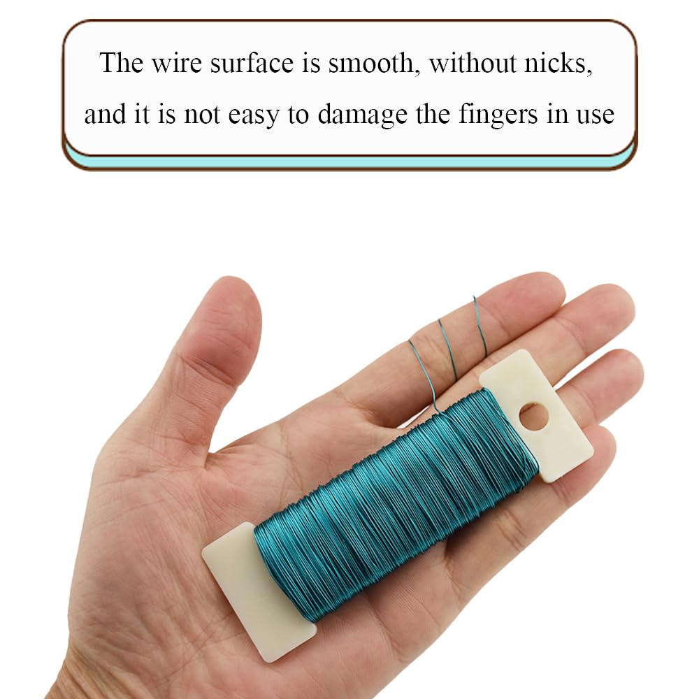 HAHIYO 26Gauge Blue Metal Floral Wire - 3 Rolls, 115 Yards (345 Feet) - Flexible Paddle Wire for Craft, Christmas Wreath, Flower Arrangement, Bouquet Wrapping, Wedding, DIY