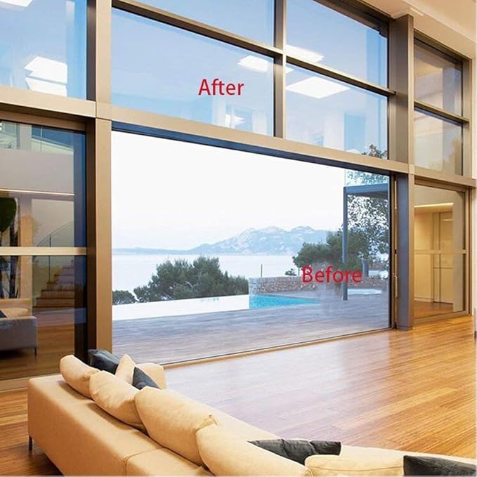 Filmgoo Window Privacy Film One Way Daytime Mirror Tint Treatments UV Heat Control Vinyl Stickers Sun Block Glass Paper Door Covering Reflective 35.4 Inch x 13.1 Feet Silver