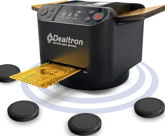 All-in-One Automatic Card Shuffler and Dealer,with 4 Remotes,Programmable Dealer,Card Shuffler 2 Deck,360° Rotation,Ultra Quiet,Rechargeable,up to 12 Players,for All Card Games (Jet Black)