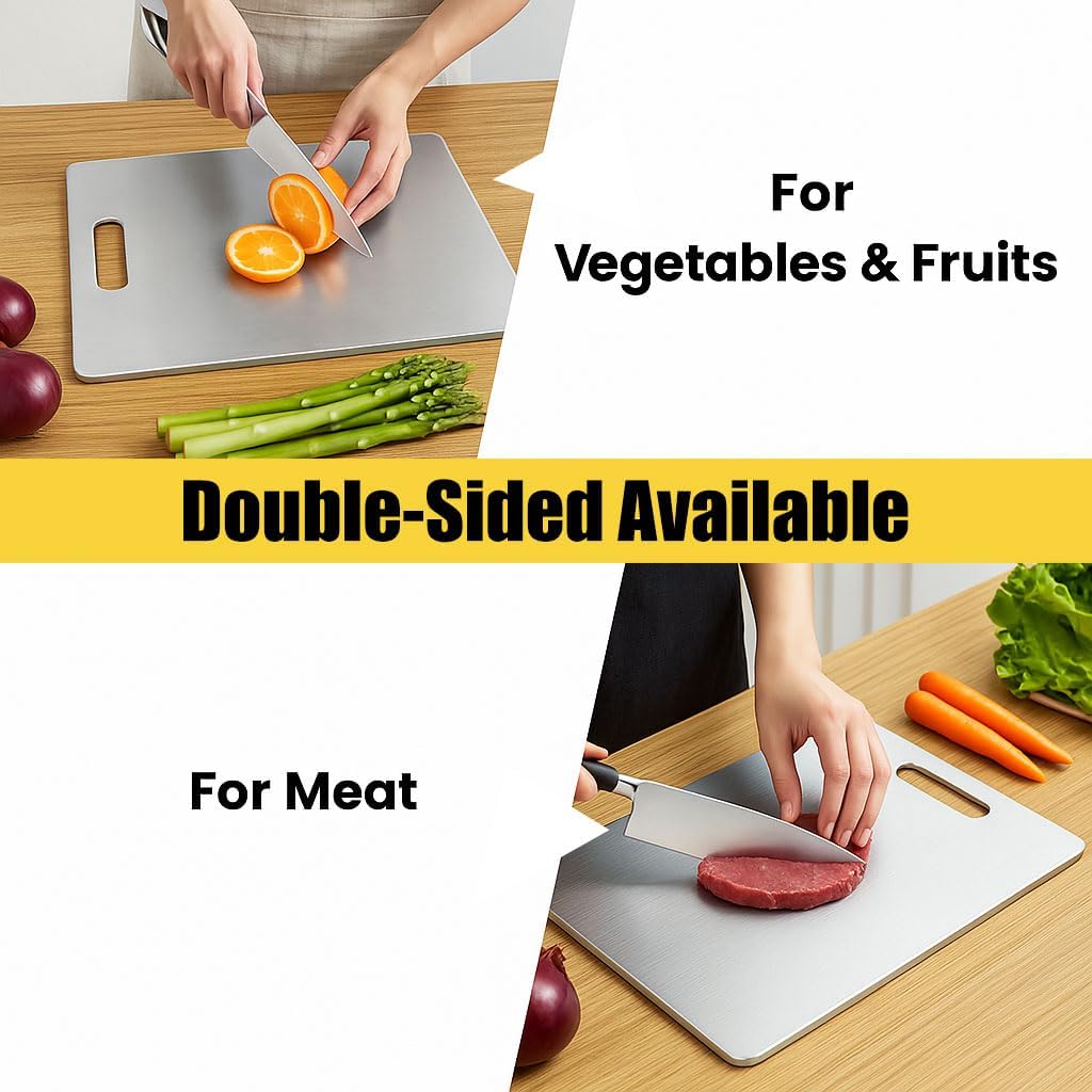 Titanium Cutting Board, 100% Pure Titanium Chopping Board for Kitchen, Hygiene & Durability Double Sided Cutting Board, Non toxic Chopping Board, Dishwasher Safe (15.7“ x 10.8”)